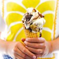 Scoop cookie dough and chocolate fudge ice-cream straight into a waffle cone.