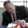 Pompeo’s taxpayer-funded gifts to dinner guests: $US10,000 of made-in-China pens