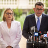 Former premier Daniel Andrews with the now premier, Jacinta Allan.