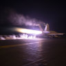 An aircraft launching from USS Dwight D. Eisenhower (CVN 69) during flight operations in the Red Sea in January.