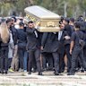 A gold coffin for the funeral for slain underworld strongman Sam Abdulrahim aka The Punisher at Fawkner Cemetery Northern Memorial Park