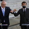Morrison recruits French President to help get $90bn submarine deal on track