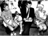 Dr. Hewson plonks himself down with (left to R) Mrs. Jan Merry and daughter, Katherine, 3, Mrs. Erica Holmes and her grandson Jay Jay. 3mths.  Campaign Trail Begins.  Dr. John Hewson, leader of the federal opposition travels through Sydney, selling his GST Package. November 22, 1991. 