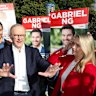 Labor candidate for Menzies Gabriel Ng, Prime Minister Anthony Albanese and his fiancee, Jodie Haydon.