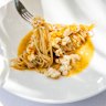 The champagne lobster spaghettini dish is just viscous enough to allow the pasta to easily twirl around the fork.