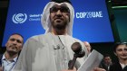 COP28 president Sultan Ahmed al-Jaber holds the gavel at the end of the climate summit in Dubai on Wednesday.