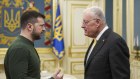 Ukraine’s President Volodymyr Zelensky (left) and US special envoy Keith Kellogg during their meeting in Kyiv.