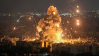 Flames and smoke rise from an Israeli airstrike in Dahiyeh, Beirut, on Sunday night (Monday AEDT).