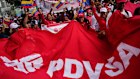 PDVSA workers rally behind the governments latest oil reform bill. 