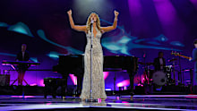 Delta Goodrem sings at the closing ceremony. 