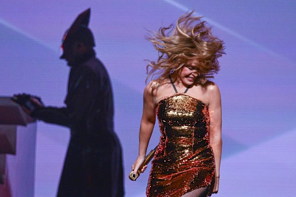 Kylie Minogue performing at Rod Laver Arena in February.