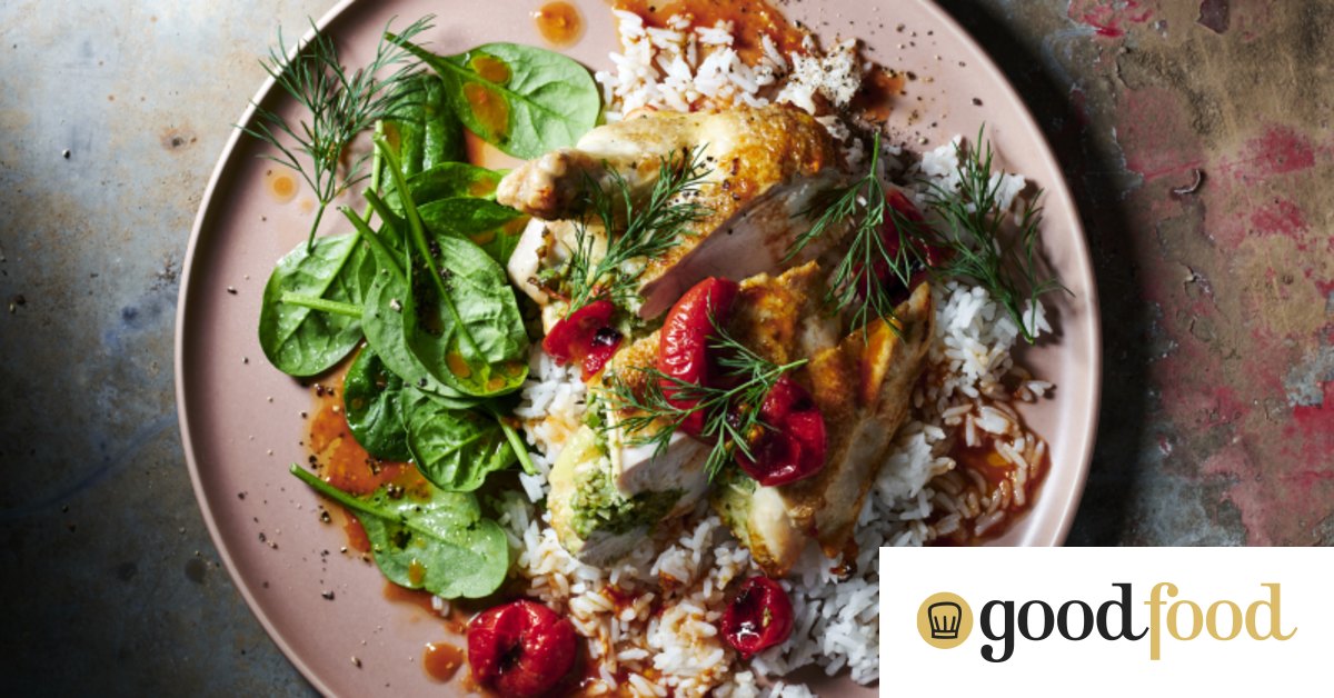 Roasted chicken with mozzarella and olive stuffing recipe