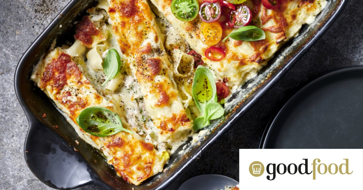 This easy, cheesy chicken cannelloni has a simple summery twist on top