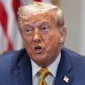 President Donald Trump speaks during a cabinet meeting at the White House.