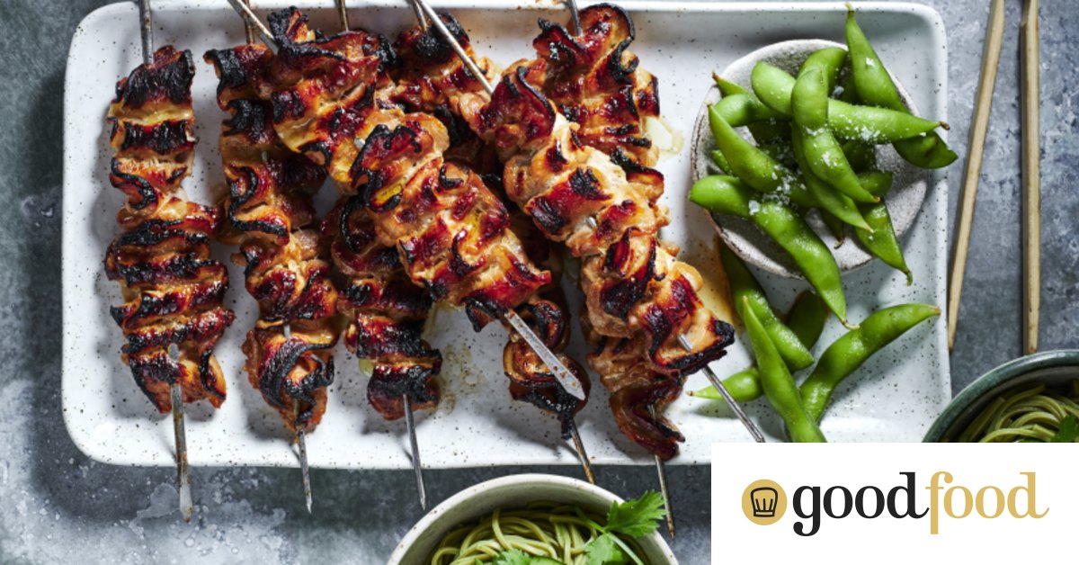 Pork skewers with noodle salad recipe