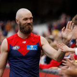 Max Gawn high-fives fans after the Demons’ win over St Kilda.