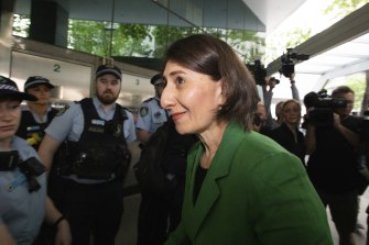Former NSW premier Gladys Berejiklian outside the ICAC this morning.