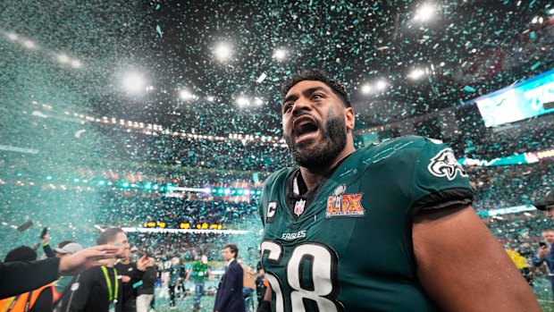 Jordan Mailata after the Eagles’ victory in the Super Bowl.