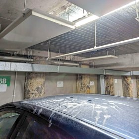 Concrete salts leached from the ceiling of the building’s underground car park onto the roof of resident Faris ElRayes’ car. 