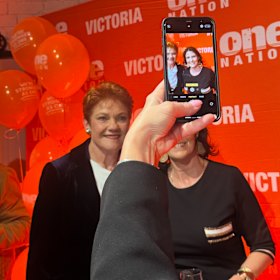 Fans take selfies with Pauline Hanson at the One Nation fundraiser.