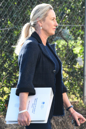 Olivia Inglis's mother, Charlotte, at Lidcombe court on Friday.