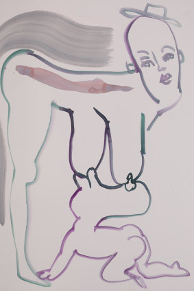 Camille Henrot, from the System of Attachment series, 2019 (detail), watercolour on paper.


