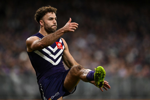Griffin Logue in action for Fremantle.
