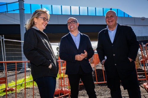 Minister for Transport Infrastructure Jacinta Allan, Deputy Premier James Merlino and Treasurer Tim Pallas.