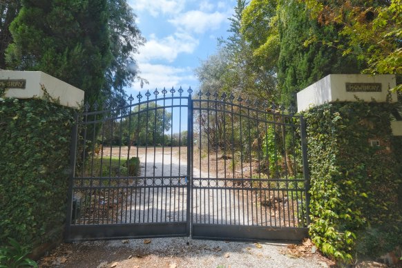 The gates of Mowbray remain after an almost $40 million mansion was knocked down in Toorak.