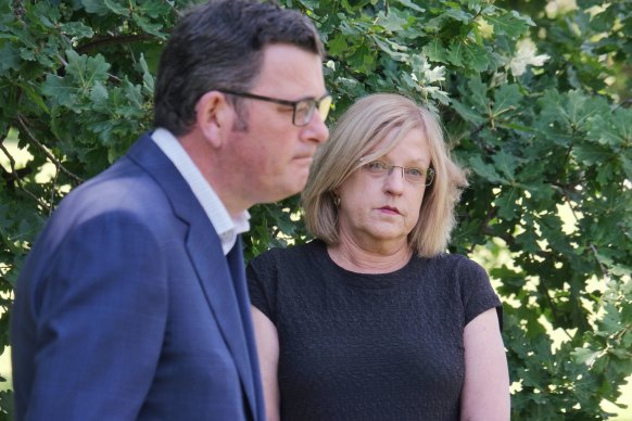 Premier Daniel Andrews with Police Minister Lisa Neville, the minister ultimately in charge of quarantine hotels.