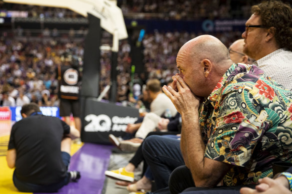 Smith courtside at Qudos Bank Arena during the Kings' opening play-off victory.
