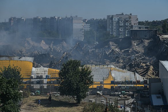Ukrainian drones also struck a DIY superstore in Russian-controlled Donetsk on Sunday.