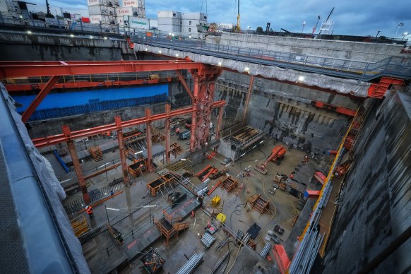 A West Gate Tunnel construction site in Footscray.