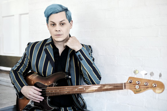 Kind of blue: Jack White sports his unexpected new look.