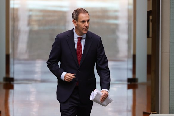 Treasurer Jim Chalmers arrives for question time at Parliament House in Canberra on Thursday 28 May 2026. 