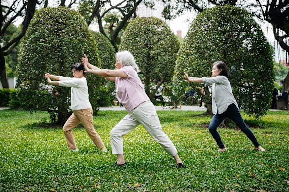 Tai chi can improve balance, say researchers, because of the slow weight transfers required for movements.