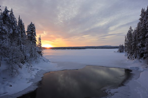 The sun rises only briefly during winter in northern Finland.