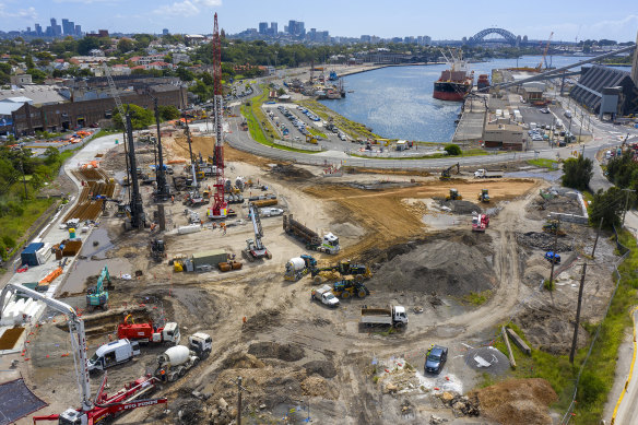 Work at White Bay Power Station at the end of last year.