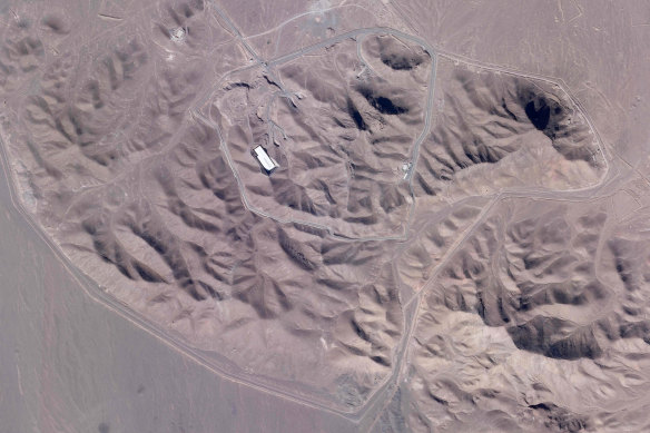 Iran’s underground Fordo nuclear facility outside of Qom, Iran, in a satellite image last year.
