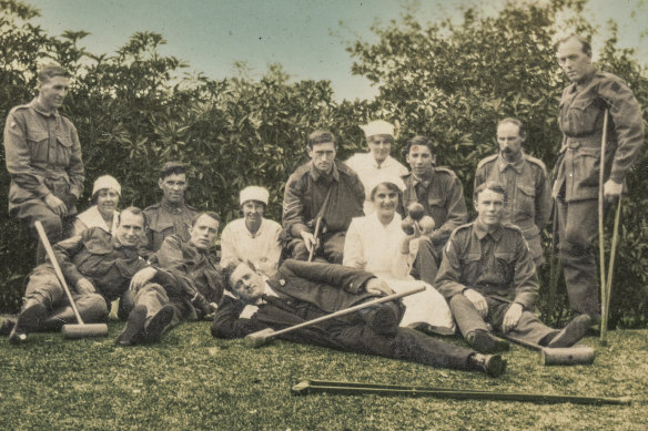 Crutches and croquet mallets  are part of the tableaux as soldiers recuperate.