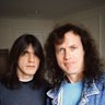 AC/DC’s founding brothers Malcolm and Angus Young (from left) in 1992.