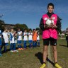 Referee Charlie is given a guard of honour by Hurlstone Park and Abbotsford Under 8’s.