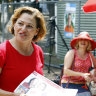 Former deputy premier Jackie Trad campaigning in her seat of South Brisbane before the 2020 state election, which she ultimately lost to now Greens MP Amy MacMahon.
