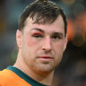 Nick Frost sports a black eye after the Wallabies’ heavy defeat.