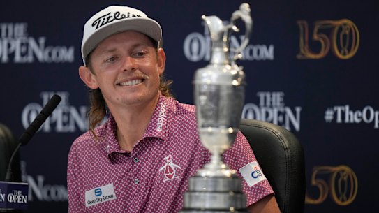 Cameron Smith with the claret jug trophy.