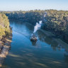 The paddlesteamer Emmylou cruising the Murray River.