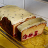 Passionfruit and raspberry cake.