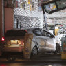A ram raid burglary at the Liquor Centre in Greenhithe, Auckland. 