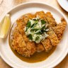 Chicken katsu with Japanese gravy.