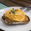 Cafe-style folded eggs on toast.